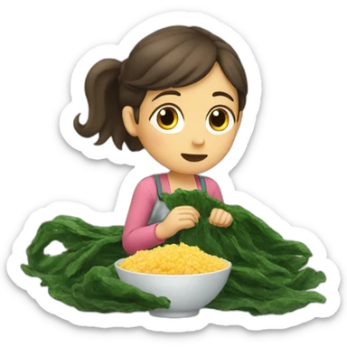 Girl watching tv eating seaweed sticker