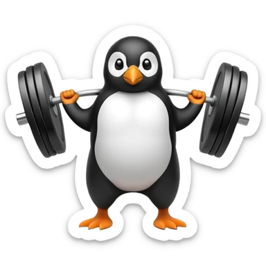 a penguin doing crossfit sticker