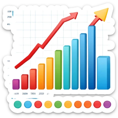 chart graph with growing metrics sticker