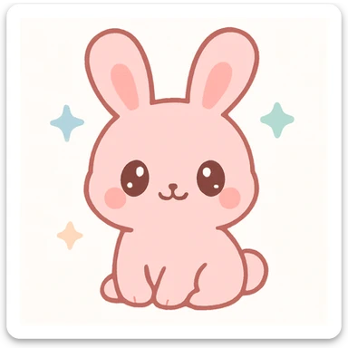 pink bunny with floppy ears, kawaii style sticker