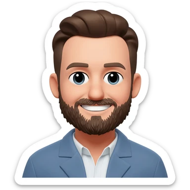 a man smiles with a beard sticker