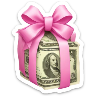 pink money with pink bow sticker
