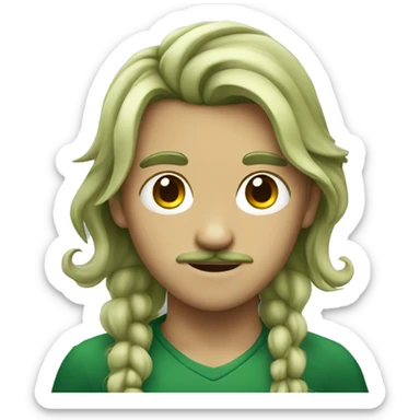boy green skin with moustache and long hair sticker