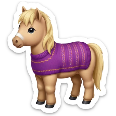 Disney-style, cute Shetland pony wearing a knitted jumper  sticker