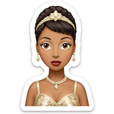 Josephine Baker with dark brown hair, cream sequin outfit sticker