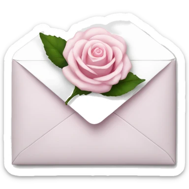 White envelope with light pink rose sticker