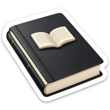 open book with black cover and with completely white pages sticker