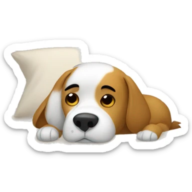 Dog cuddled in bed sticker