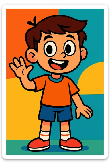 a boy, vibrant cartoon style sticker