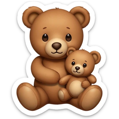 A teddy bear holding a teddy bear sticker