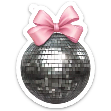 disco ball with light pink bow on it  sticker