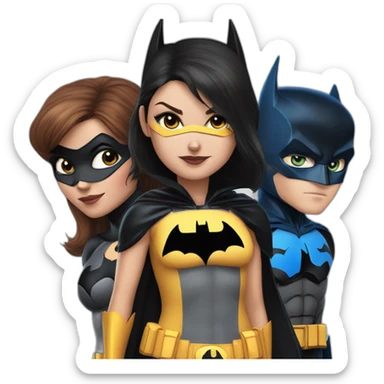 batman batgirl robin nightwing in a row sticker