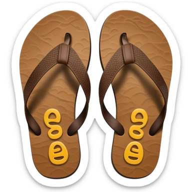 brown beach flip flops with thong straps sticker