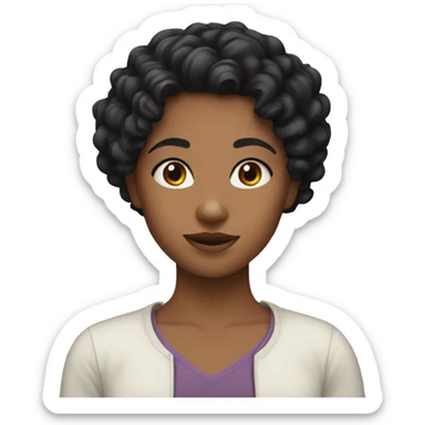 girl with medium black curly hair sticker