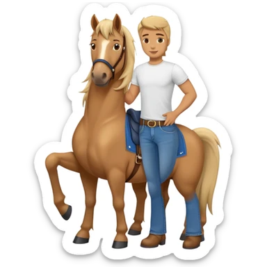 friendly anthropomorphised stallion in jeans and a t-shirt, standard pose sticker