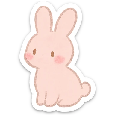 tiny pastel bunny silhouette, Japanese hand-drawn kawaii, full object, blushing cheeks sticker