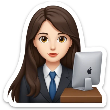 long haired brunette secretary sticker