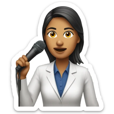 woman indian media reporter with microphone sticker