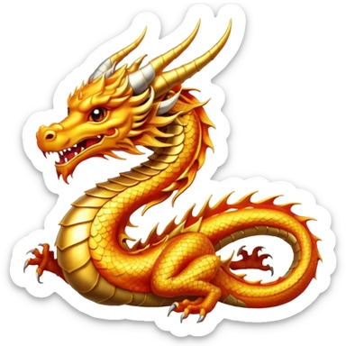 Beautiful royal looking but fiery dragon golden symbol sticker