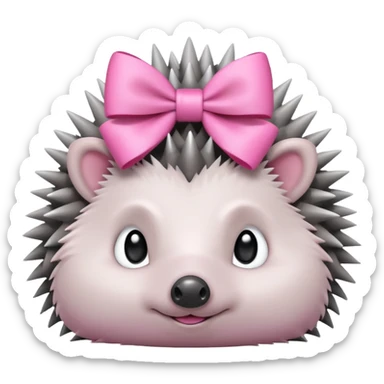 hedgehog with a pink bow sticker