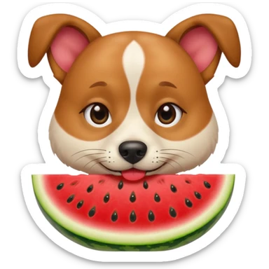 A dog eating watermelon with long eye lashes ￼￼ sticker