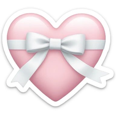 Pastel pink heart with white bow sticker