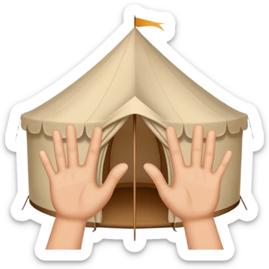 Two hands touching all finger tips shaped like a tent sticker