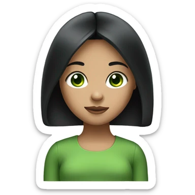 Girl with black straight hair and green eyes  sticker