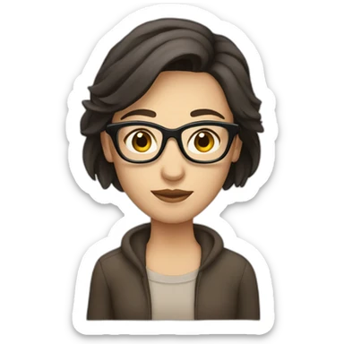 Caucasian couple with dark hair woman with glasses sticker