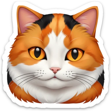 Calico cat, bottom half of face is white, napping  sticker