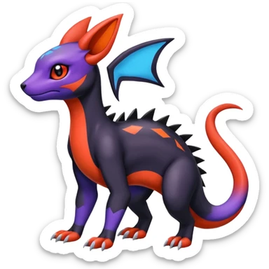 Cute Exotic Colorful Guilmon-Salandit-Umbreon-Fakémon-hybrid-creature (full body)  sticker