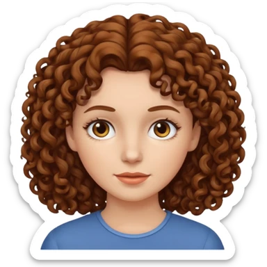 White woman with brown curly hair sticker
