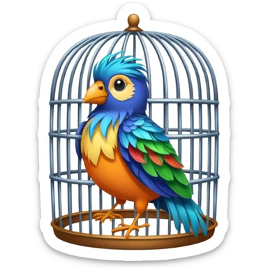 bird inside of cage sticker
