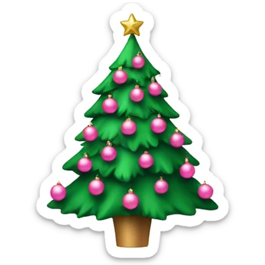 Green Christmas tree with pink ornaments  sticker