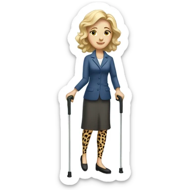 Caucasian Lady with cheetah print crutches  sticker