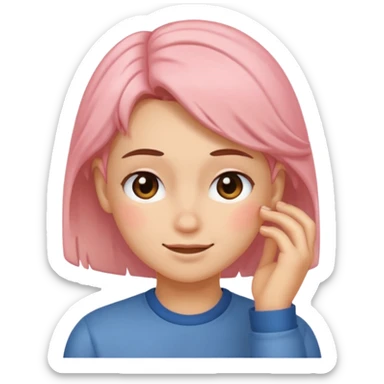 Blushing smirk tucking hair behind ear sticker