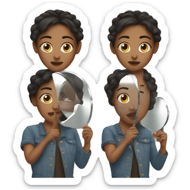 Girl photo shooting at the mirror  sticker