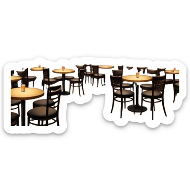 jazz club interior, spotlight on stage, musical notes, audience at tables sticker