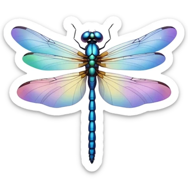 Peaceful Dragonfly change color  keep  black background  sticker