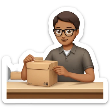person picking up a package or order at a counter sticker