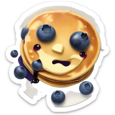 blueberry pancakes with butter and syrup on a cute plate  sticker