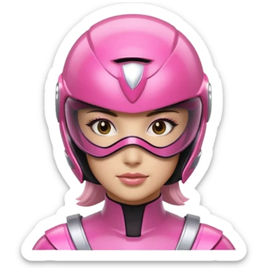 pink power ranger, woman emoji, only head, pink power ranger helmet on sticker