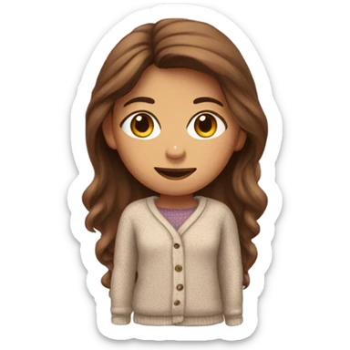 Lady with long brown hair in pajamas and a sweater  sticker