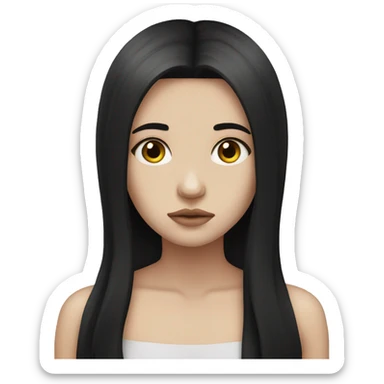 Pale girl with long black hair sad sticker