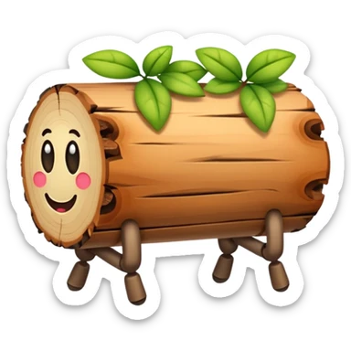 log with tiny legs walking sticker