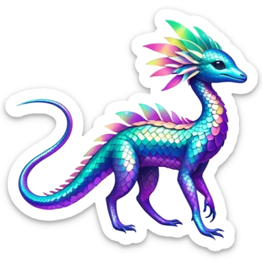 Shiny Exotic Futuristic Tropical Colorful Neon-colored Glittery Ethereal Sparkly Amaura-Aurorus-Fakémon-hybrid-creature (full body)  sticker