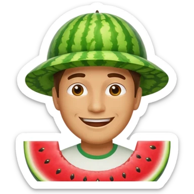 man with watermelon hat sticker