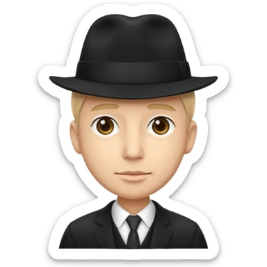 Underboss, black suit, fedora, sticker