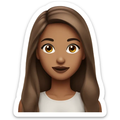 pretty girl makeup with long brown hair sticker