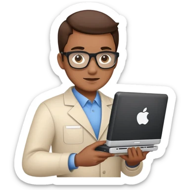 IT specialist with computer and code sticker